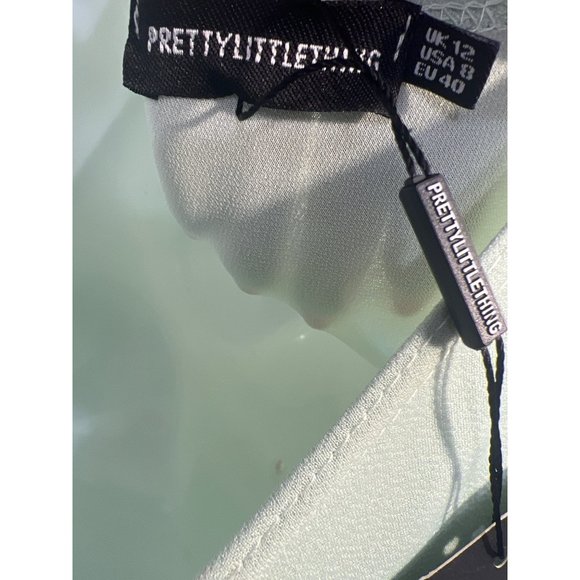 Pretty Little Thing Sage Green One Shoulder Bow Detail Midi Dress 8 NEW - Picture 12 of 15